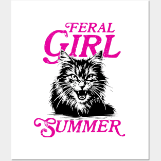 Feral Girl Summer Women Girls Cat Lover Summer Posters and Art